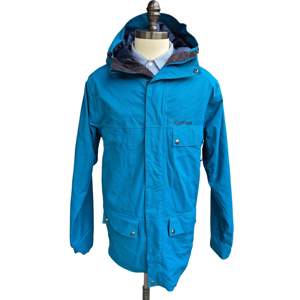Armada Mens Blue 10K Waterproof‎ Ski Snowboard Jacket Hooded Powder Skirt Medium